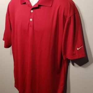 Nike Golf Mens Shirt Large Red Dri Fit Short Sleeve Polo ~ logo Eagle Point ~ A7